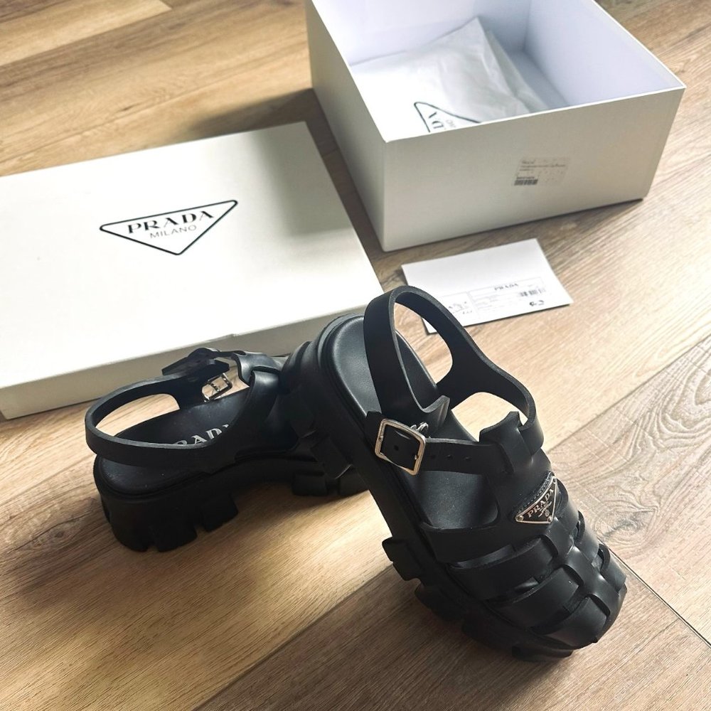 Prada Black Rubber Platform Stylish Sandals